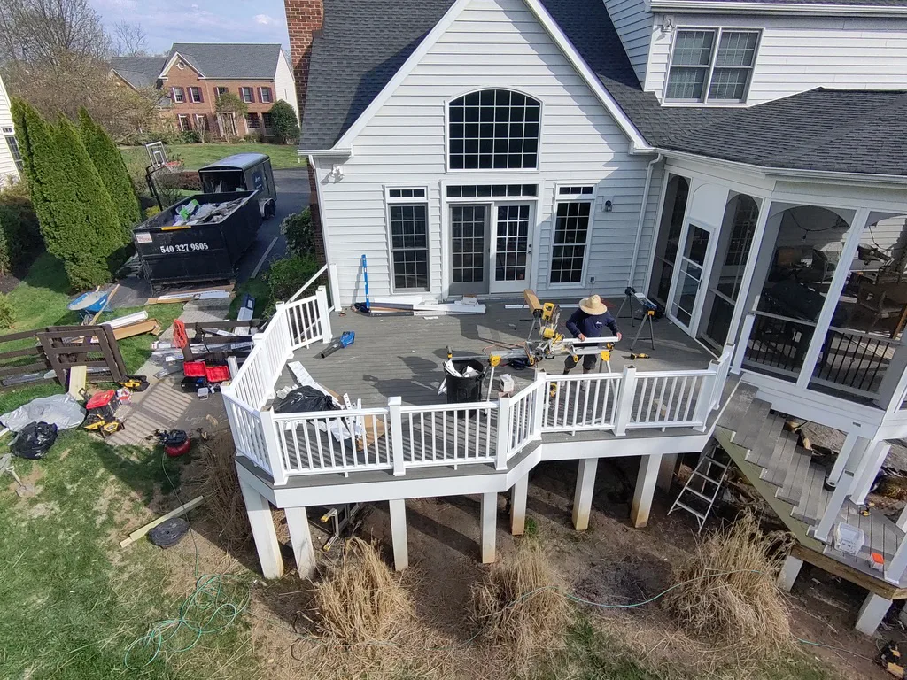 aerial view of a deck under construction